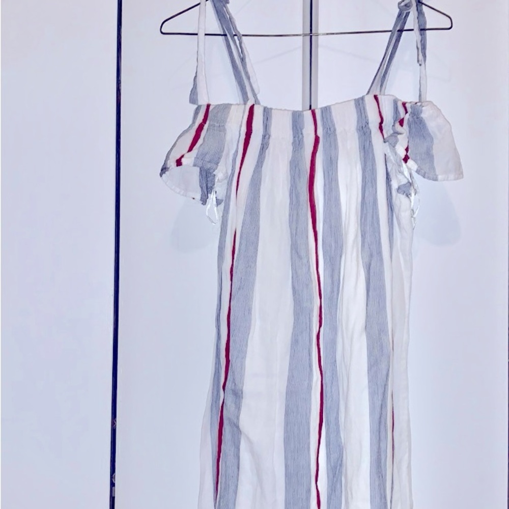 Girl Krazy cold shoulder tie off the shoulder dress red blue white